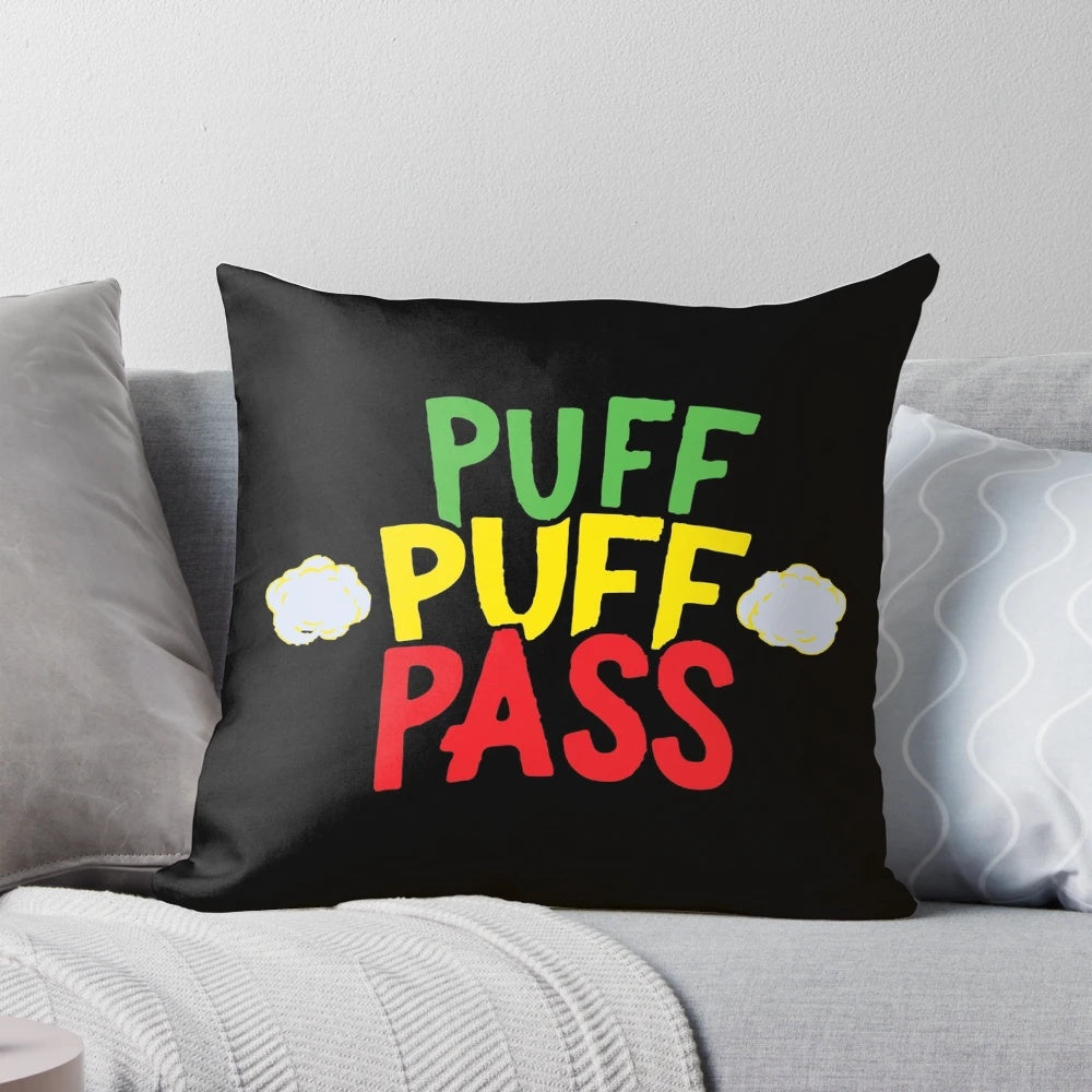 A plush cannabis-themed pillow featuring a marijuana leaf design for a comfortable and chill experience.
