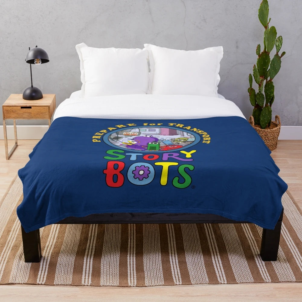 Storybots plush blanket featuring the beloved Netflix characters