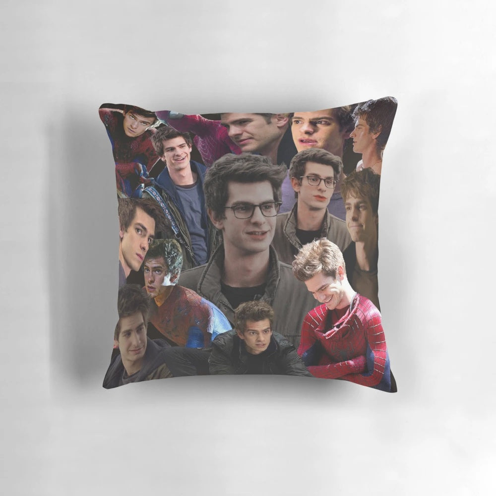 Soft, plush pillow featuring the likeness of actor Andrew Garfield as Spider-Man