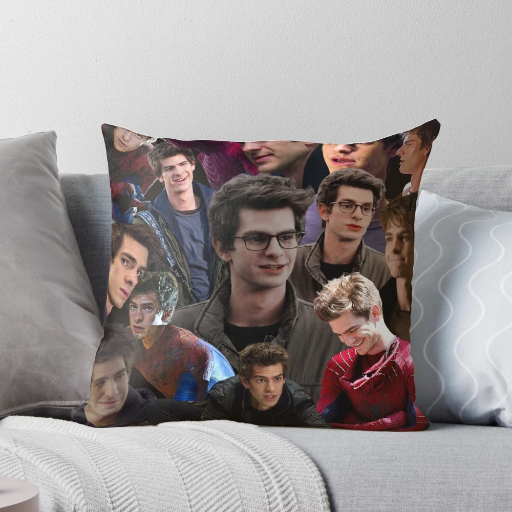 Soft, plush pillow featuring the likeness of actor Andrew Garfield as Spider-Man