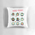 Brooklyn Nine-Nine squad members including Terry Jeffords, Amy Santiago, Jake Peralta, and others printed on a soft, plush pillow.