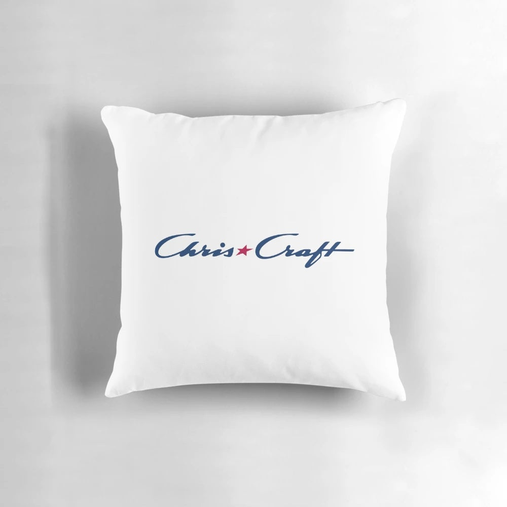 A soft, comfortable pillow featuring the iconic Chris Craft logo for boating enthusiasts.
