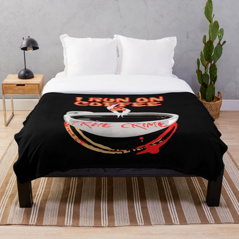Coffee and True Crime Plush Blanket