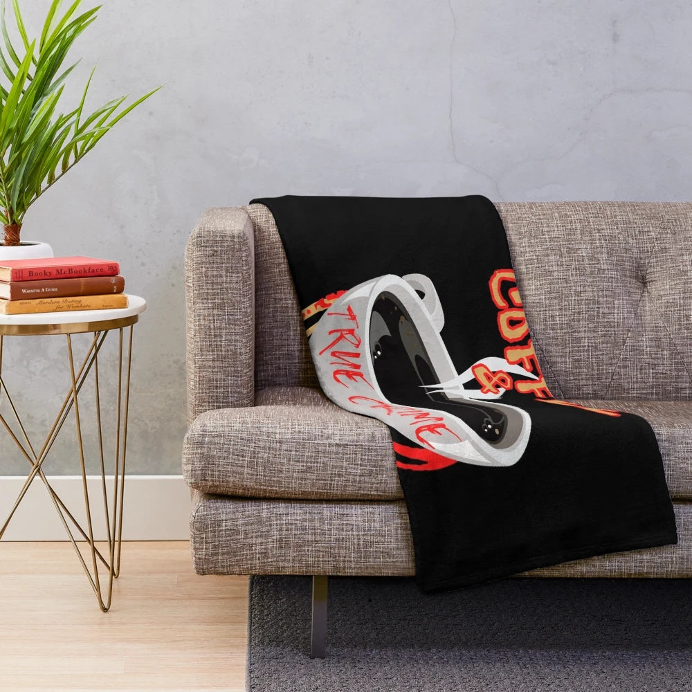 Coffee and True Crime Plush Blanket