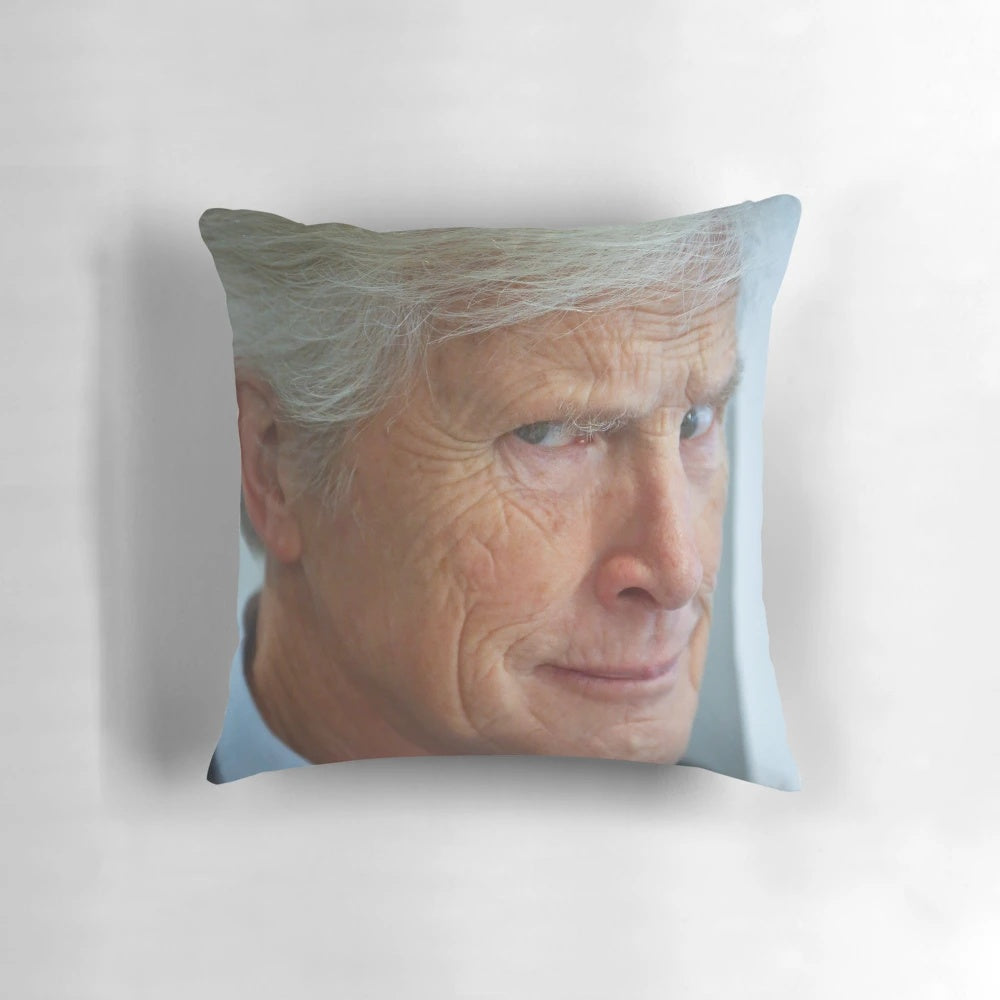 Dateline-themed throw pillow with Keith Morrison's "Really?" expression