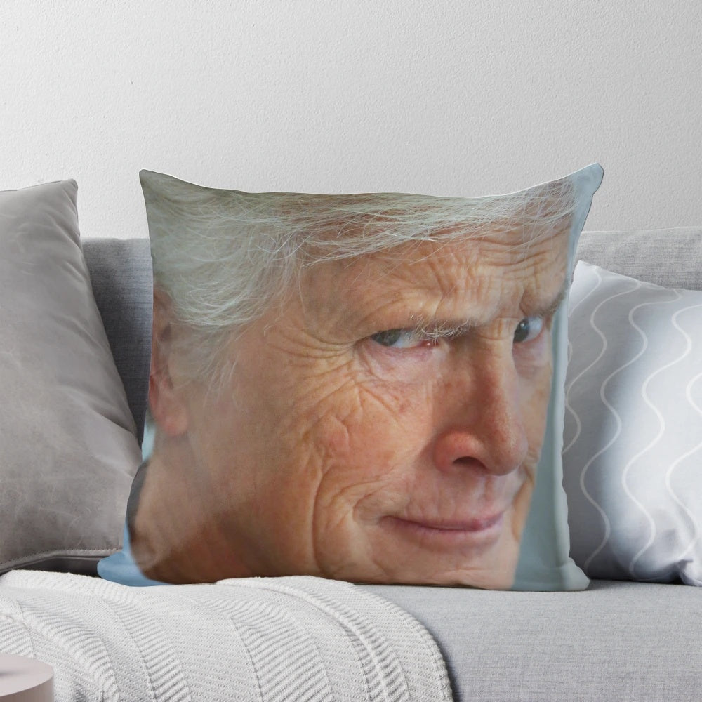Dateline-themed throw pillow with Keith Morrison's "Really?" expression