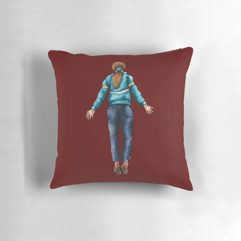 Stranger Things Season 4 Max Portrait Pillow featuring Sadie Sink's character Max