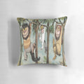 A plush, decorative pillow featuring the beloved characters from the classic children's book "Where the Wild Things Are"