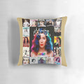 A soft, plush pillow featuring the image of indie pop artist Marina and the Diamonds.