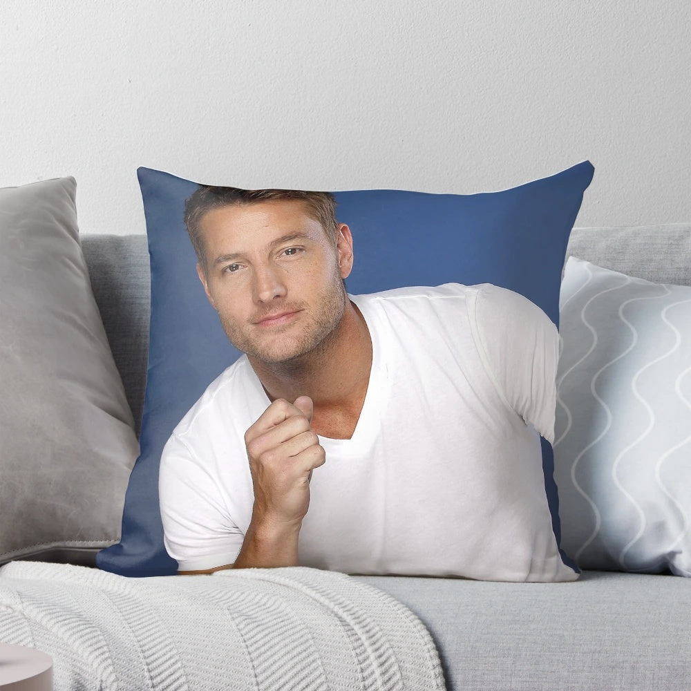 Justin Hartley Pillow, featuring the popular TV star from the hit show "This Is Us