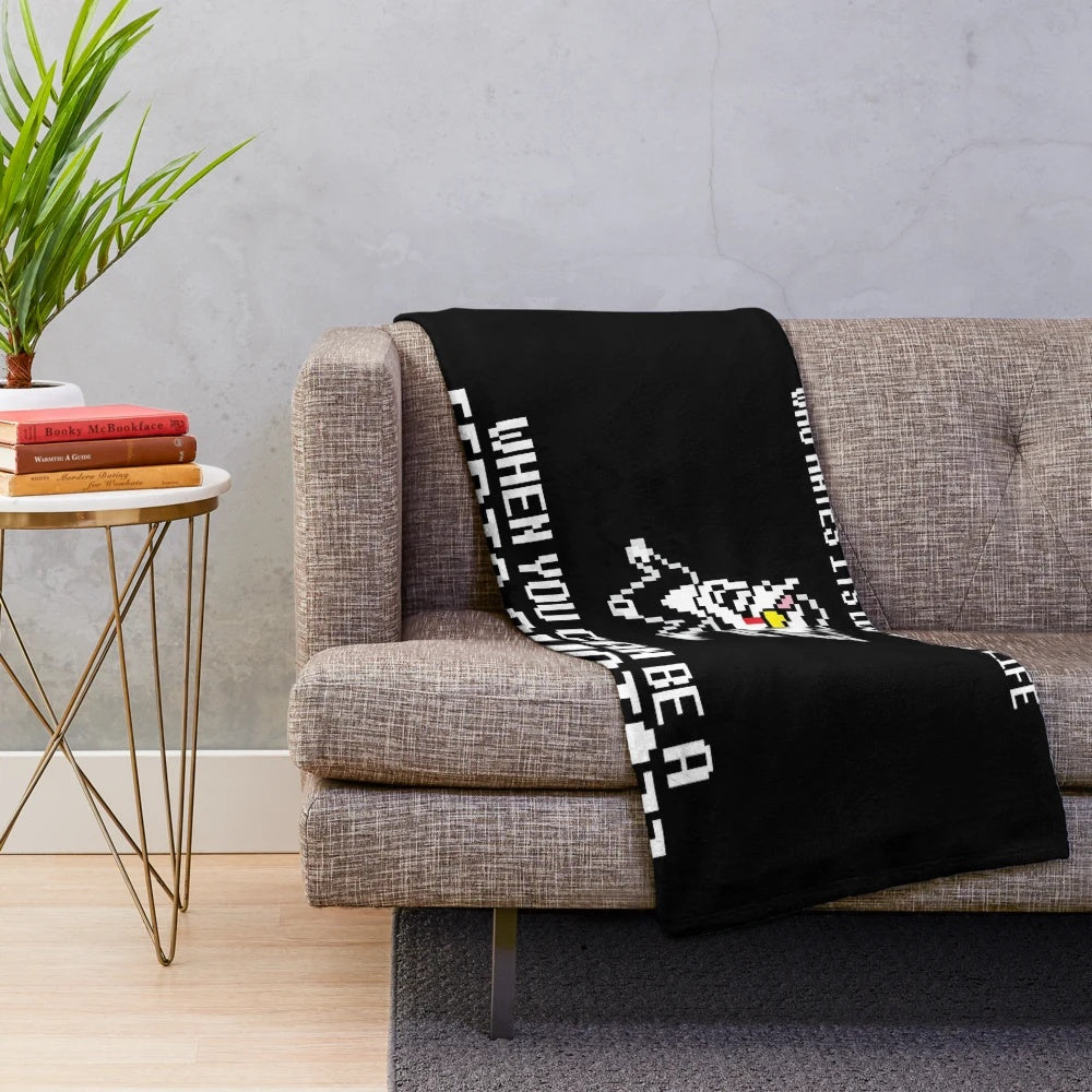 Plush blanket featuring characters from the Deltarune and Undertale video games