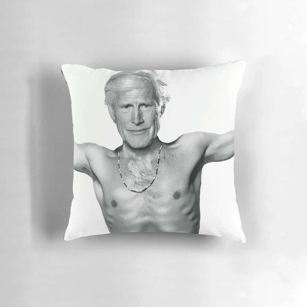 A plush pillow featuring the face of true crime podcast host Keith Morrison