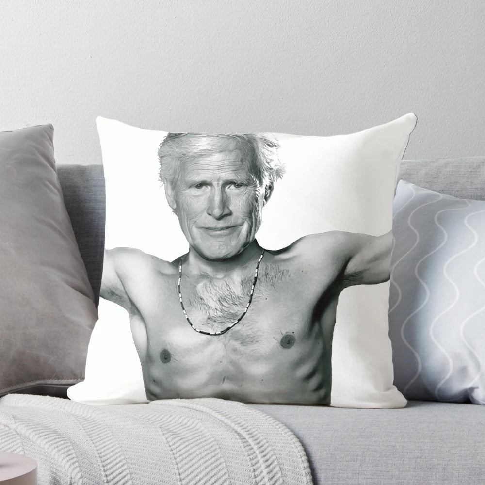 A plush pillow featuring the face of true crime podcast host Keith Morrison