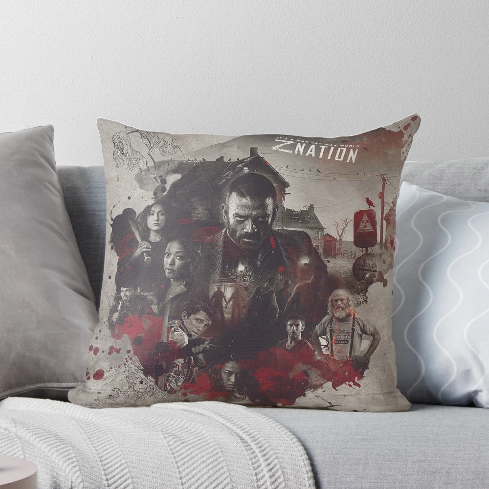 Soft and comfortable pillow featuring the Z Nation TV show characters and logo