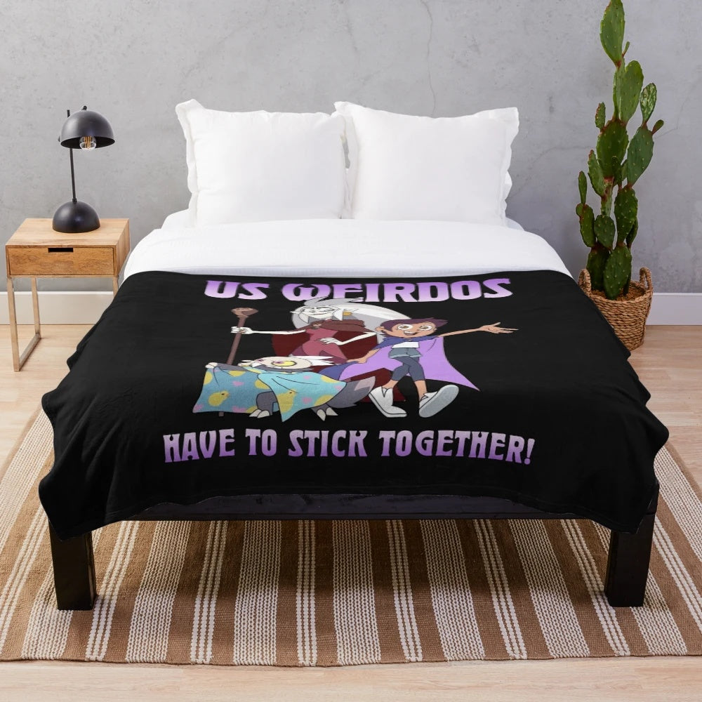 Cozy "Us Weirdos Have to Stick Together" plush blanket inspired by The Owl House