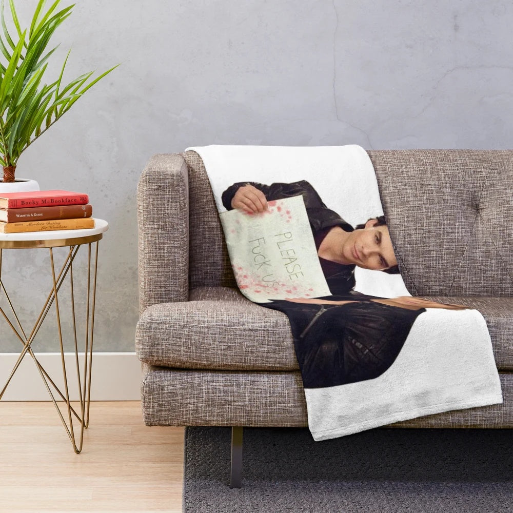 Plush blanket featuring characters from The Vampire Diaries and related TV series