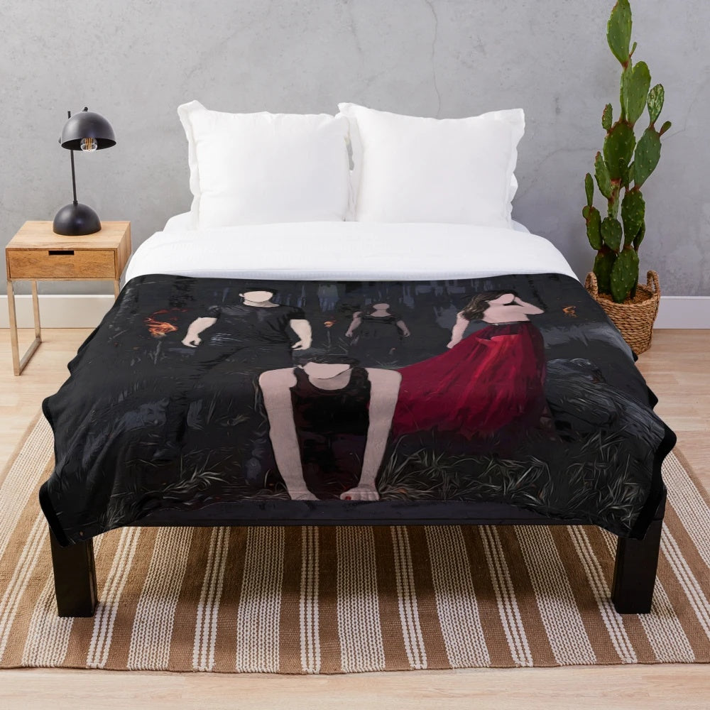 Vampire themed plush blanket with characters from The Vampire Diaries