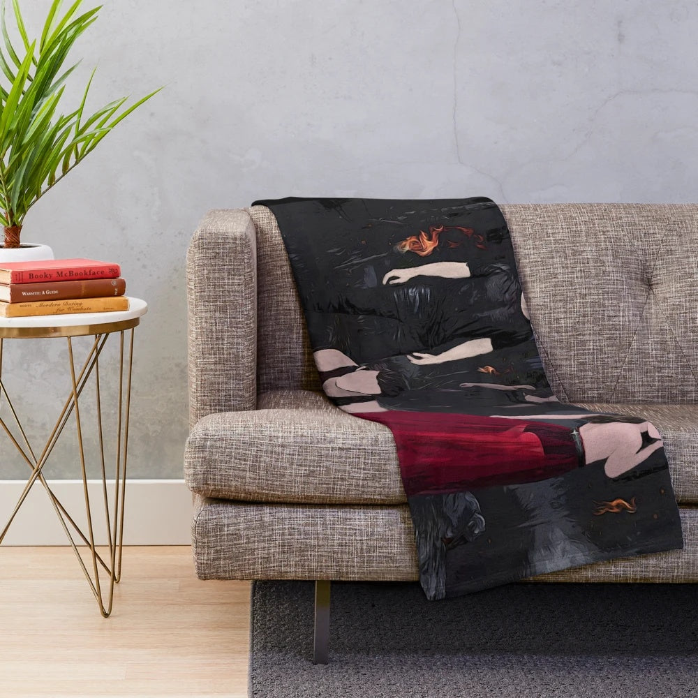Vampire themed plush blanket with characters from The Vampire Diaries