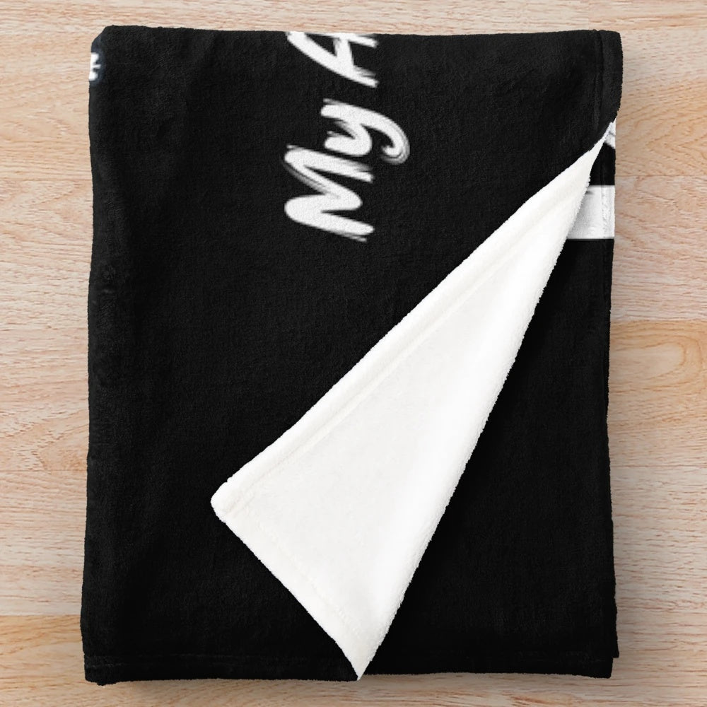 Plush blanket featuring a van life adventure design