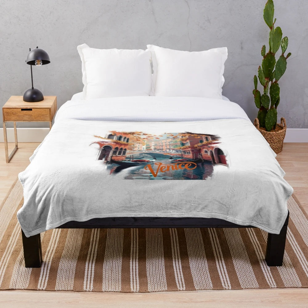 Plush blanket with scenic autumn landscape in Venice