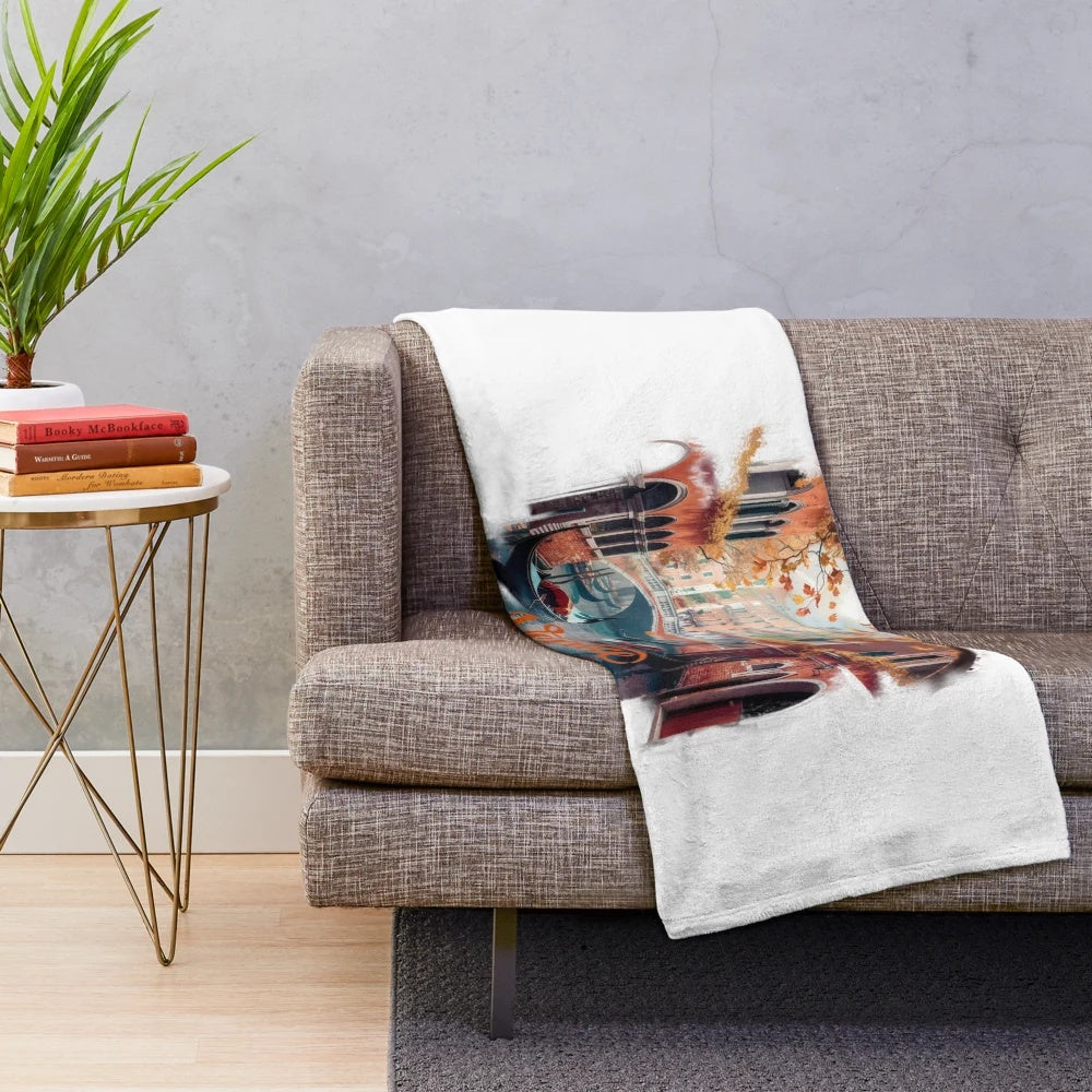 Plush blanket with scenic autumn landscape in Venice