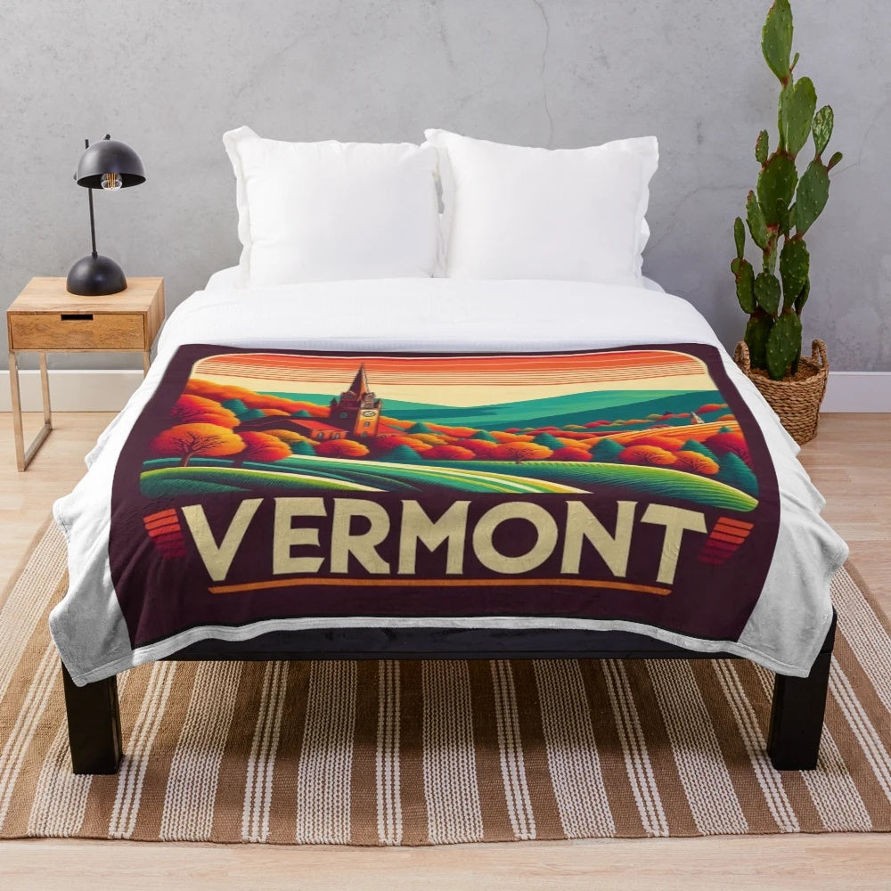 Plush blanket featuring the vibrant colors of Vermont in the fall