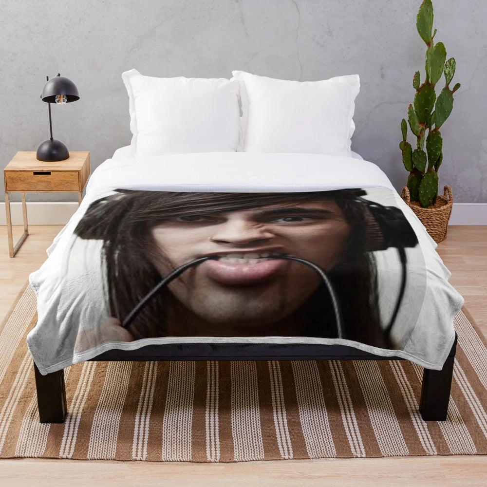 Plush blanket featuring Vic Fuentes of the band Pierce the Veil