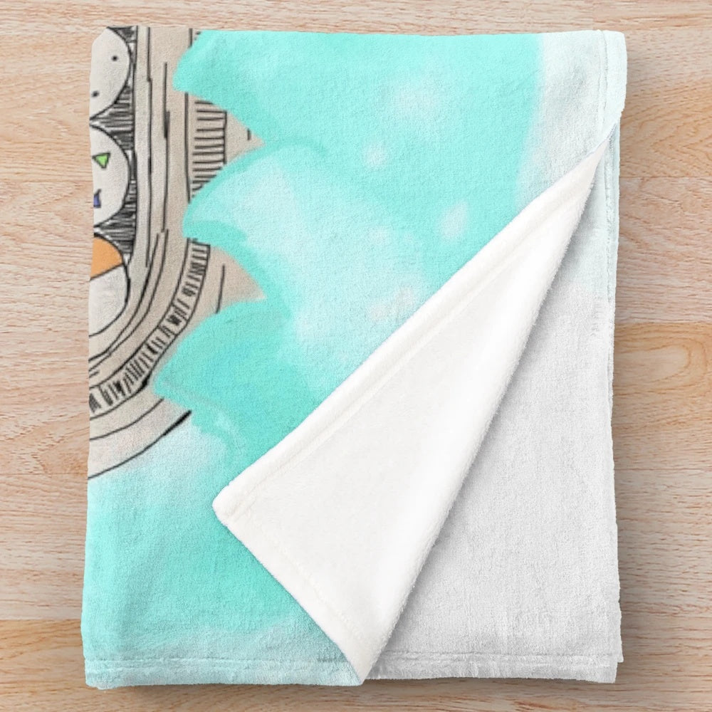 Soft and snuggly plush blanket featuring a Viking-inspired animal longship design