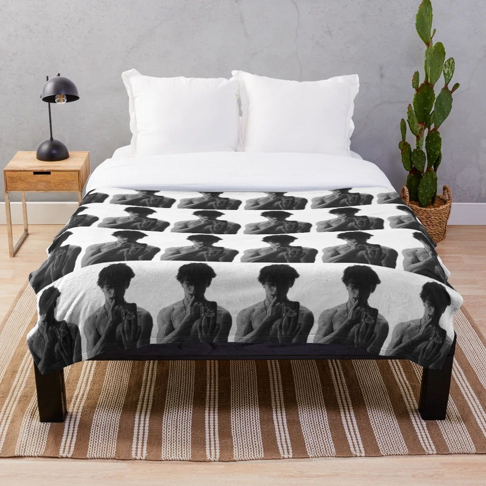 Vinnie Hacker inspired plush blanket in blue tones