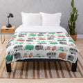 Vintage caravan pattern plush blanket