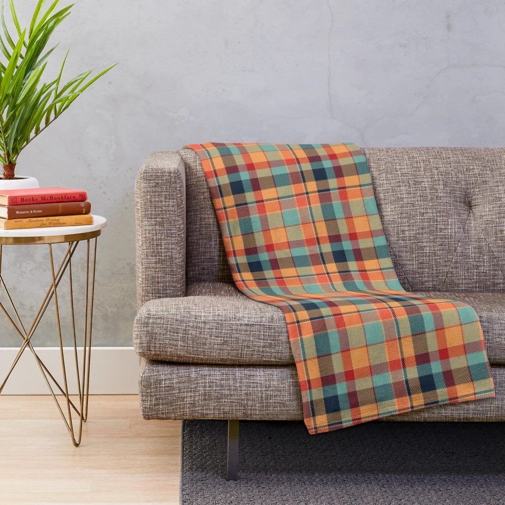 Vintage-style plaid tweed plush blanket
