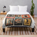 Vintage-style plush blanket with classic cinema motif