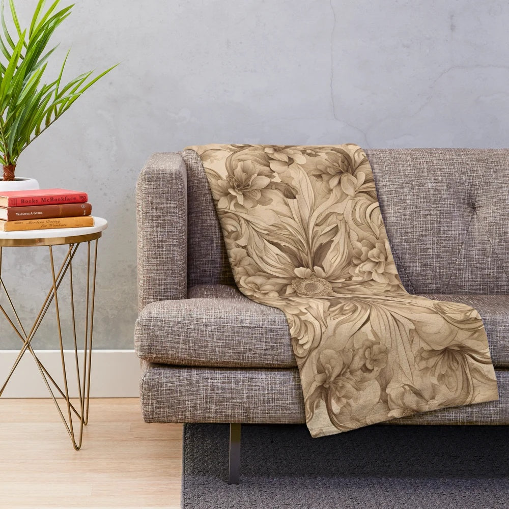 Vintage-inspired plush blanket with classic pattern design