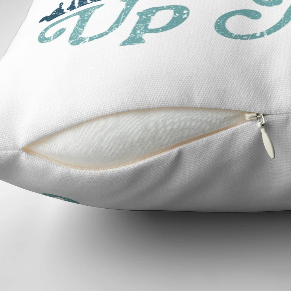 Vintage-inspired lake pillow with natural, rustic design for cottage or cabin decor