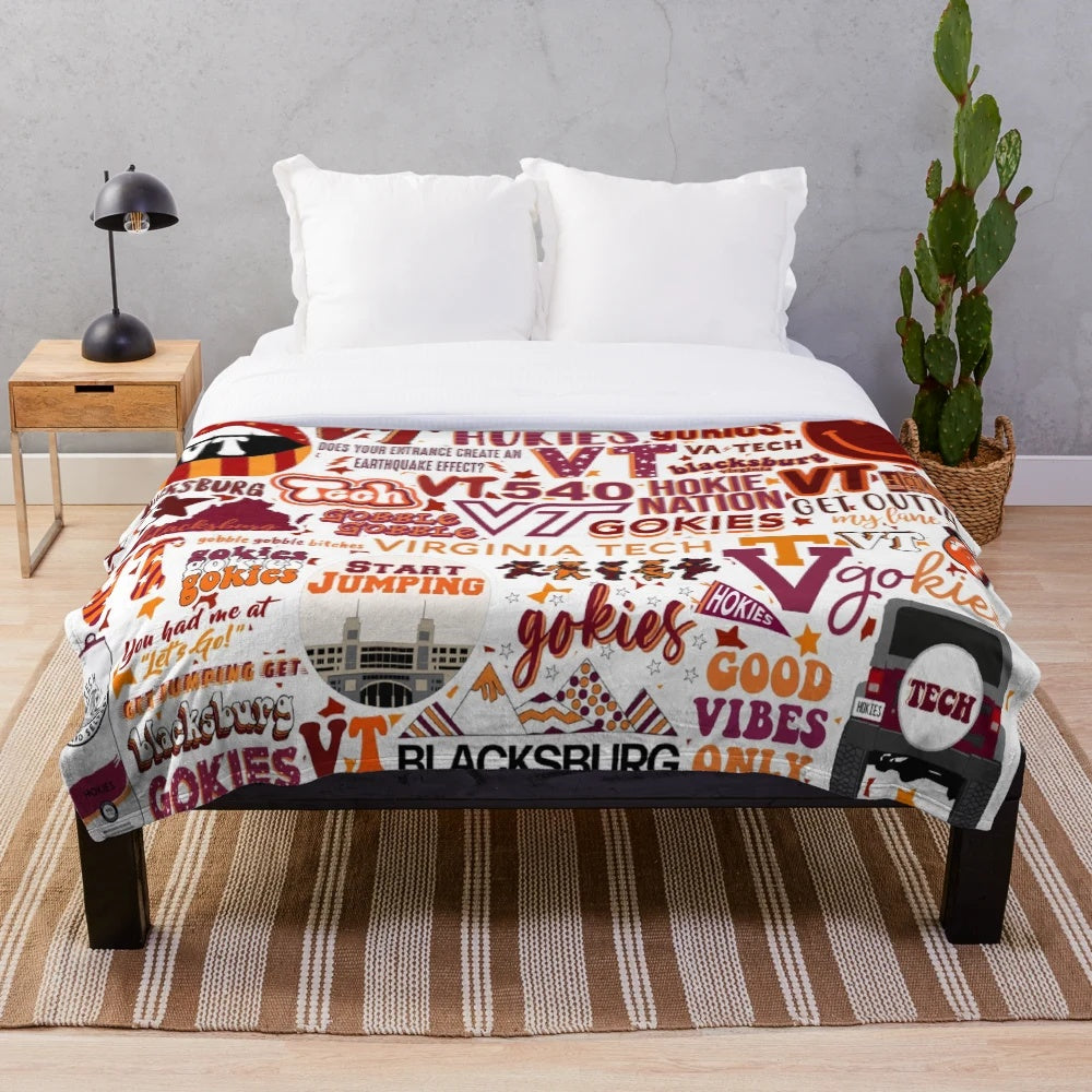 Soft and plush virginia tech themed blanket