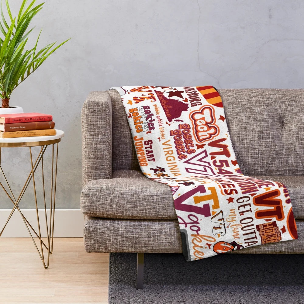 Soft and plush virginia tech themed blanket