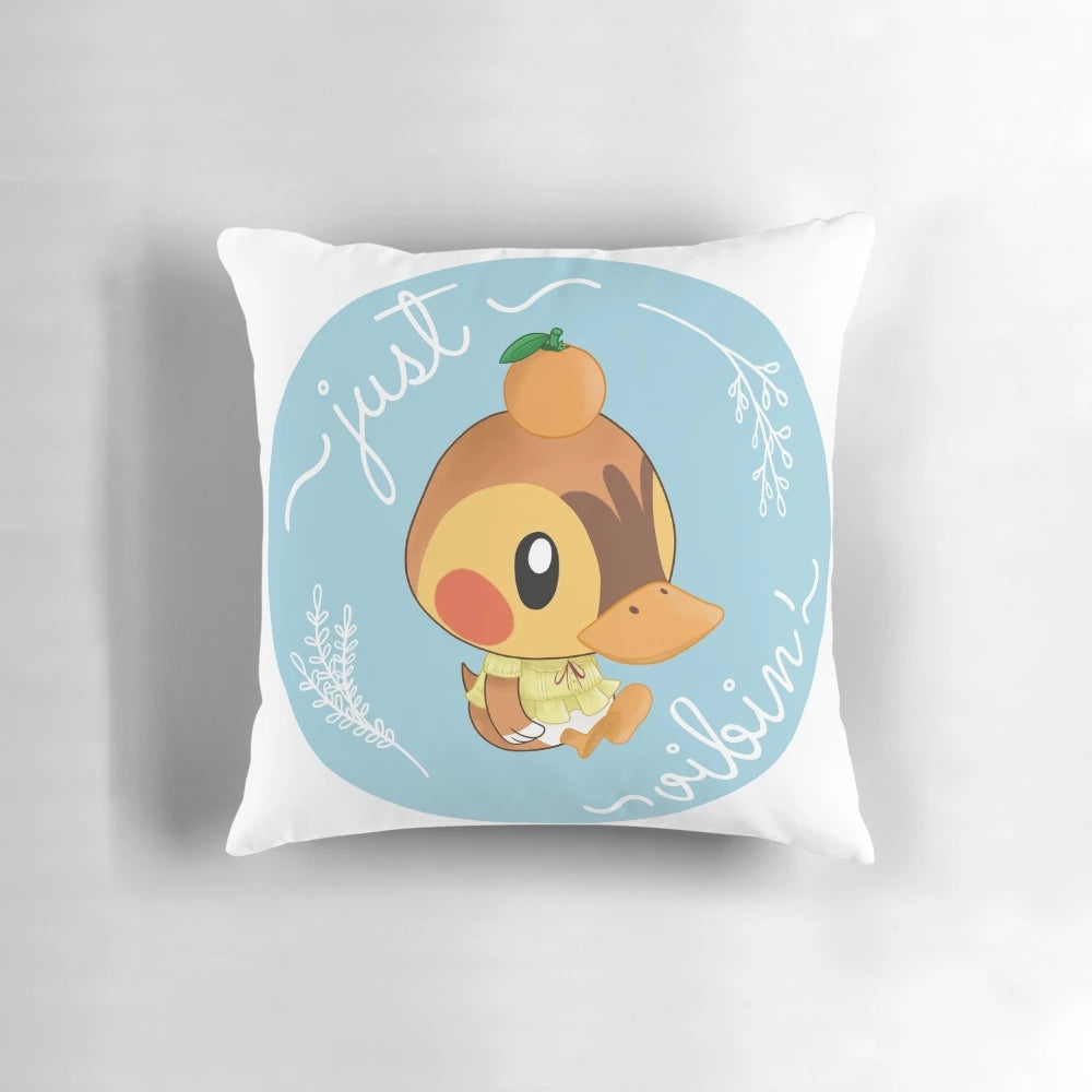 Soft, plush pillow featuring the character "Molly" from the popular video game Animal Crossing