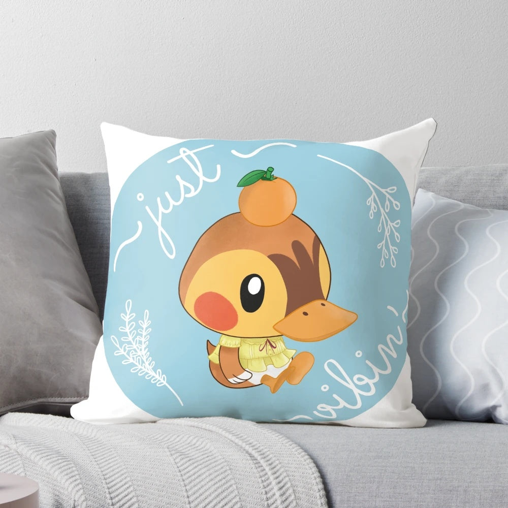 Soft, plush pillow featuring the character "Molly" from the popular video game Animal Crossing