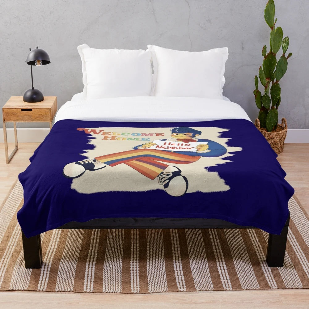 Wally Darling art plush blanket with vintage cartoon and horror elements