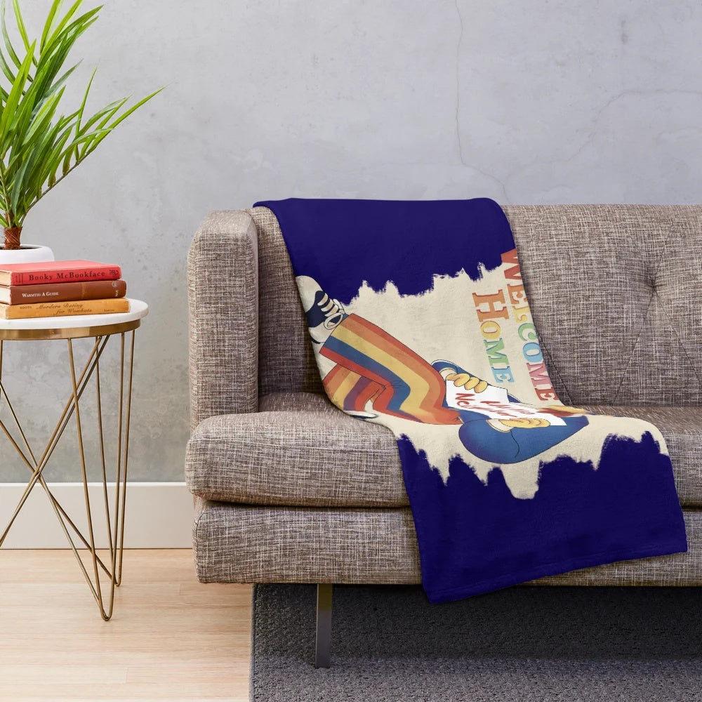 Wally Darling art plush blanket with vintage cartoon and horror elements