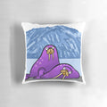 Two adorable cartoon walruses lounging on a pillow