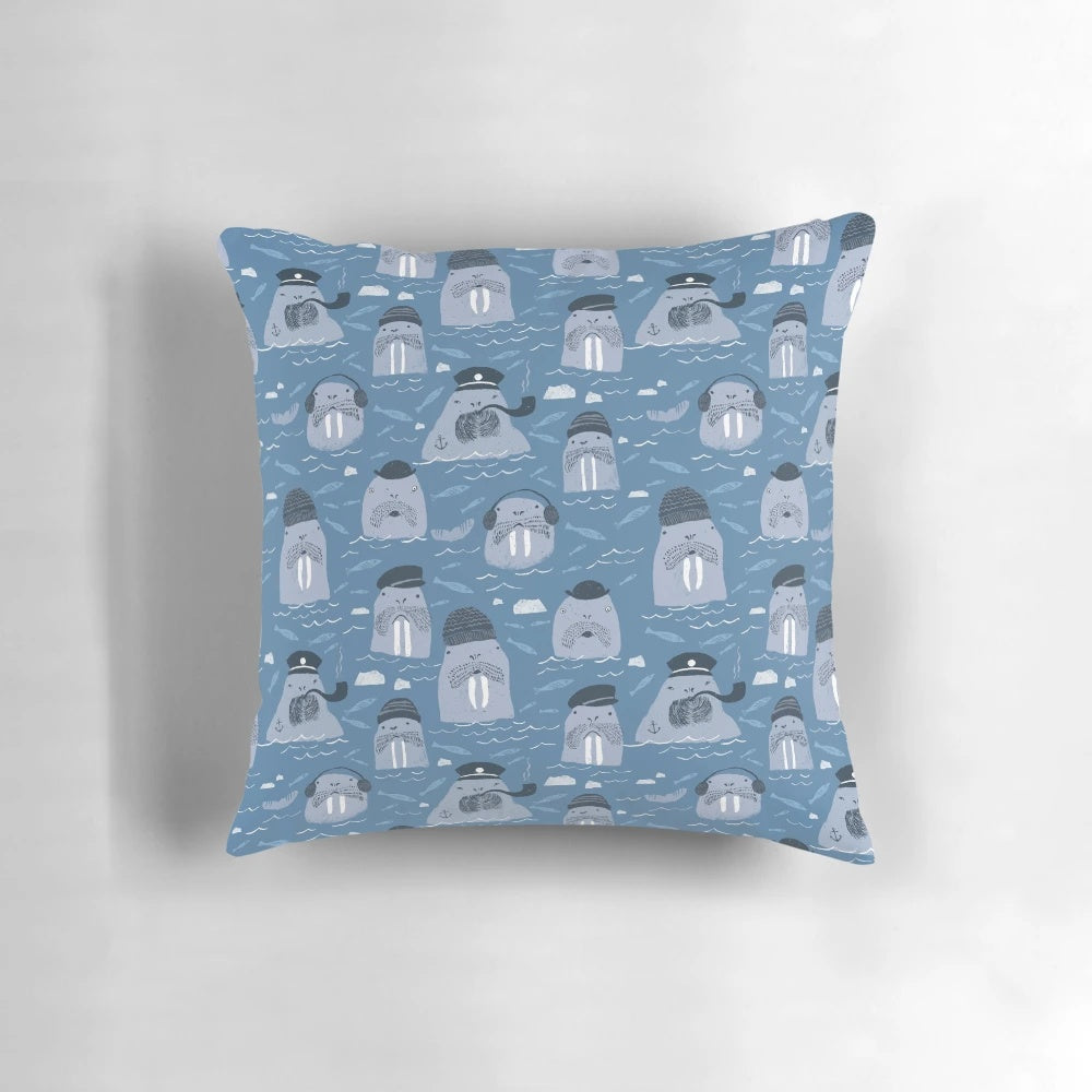 Soft and plush walrus-shaped pillow for winter and ocean-inspired home decoration