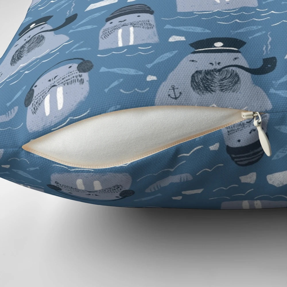 Soft and plush walrus-shaped pillow for winter and ocean-inspired home decoration