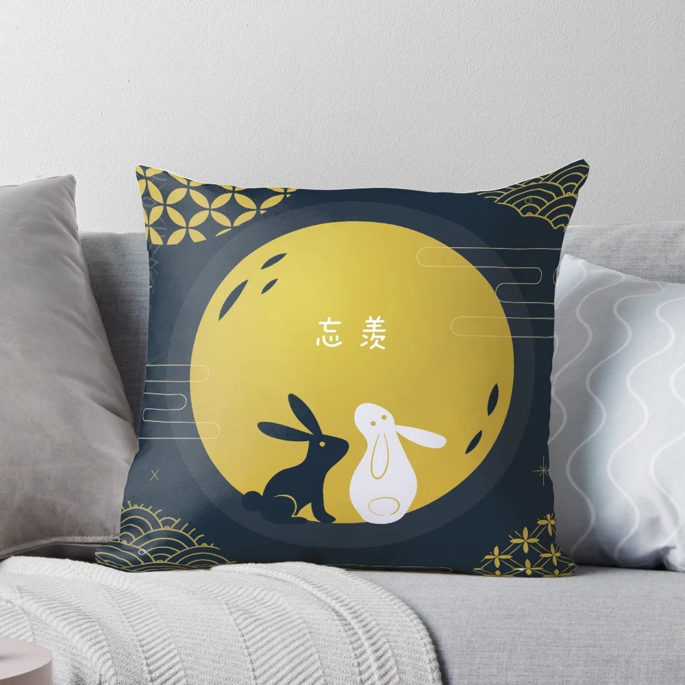 Soft and cuddly pillow in the shape of a bunny mask, inspired by the characters Wei Wuxian and Lan Wangji from the novel and drama series "The Untamed."