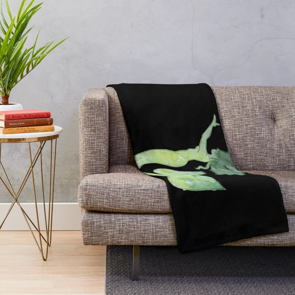Watercolor green mermaid plush blanket