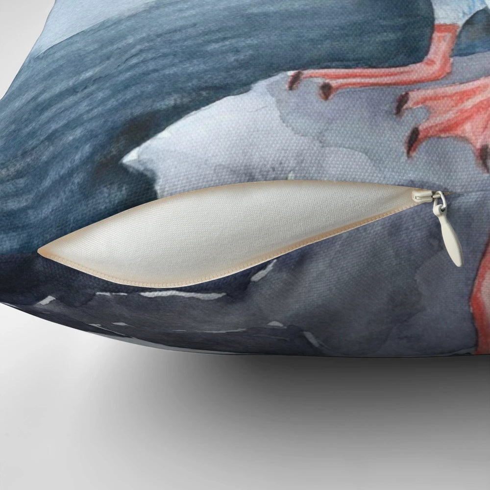 Soft, plush pillow featuring a beautiful watercolor painting of a puffin bird, perfect for adding a touch of Icelandic charm to your home.