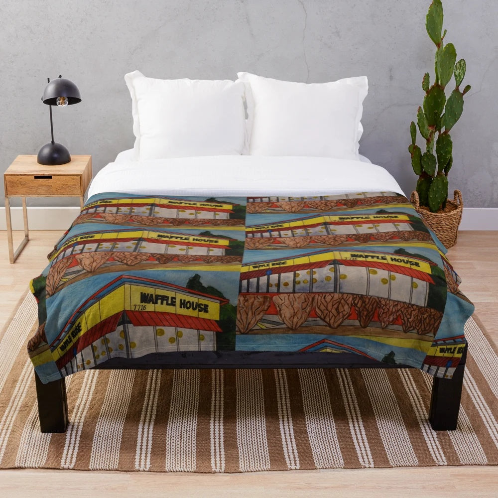 Watercolor Waffle House Plush Blanket