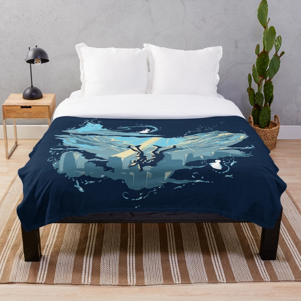 Cozy plush blanket featuring weather-inspired anime design