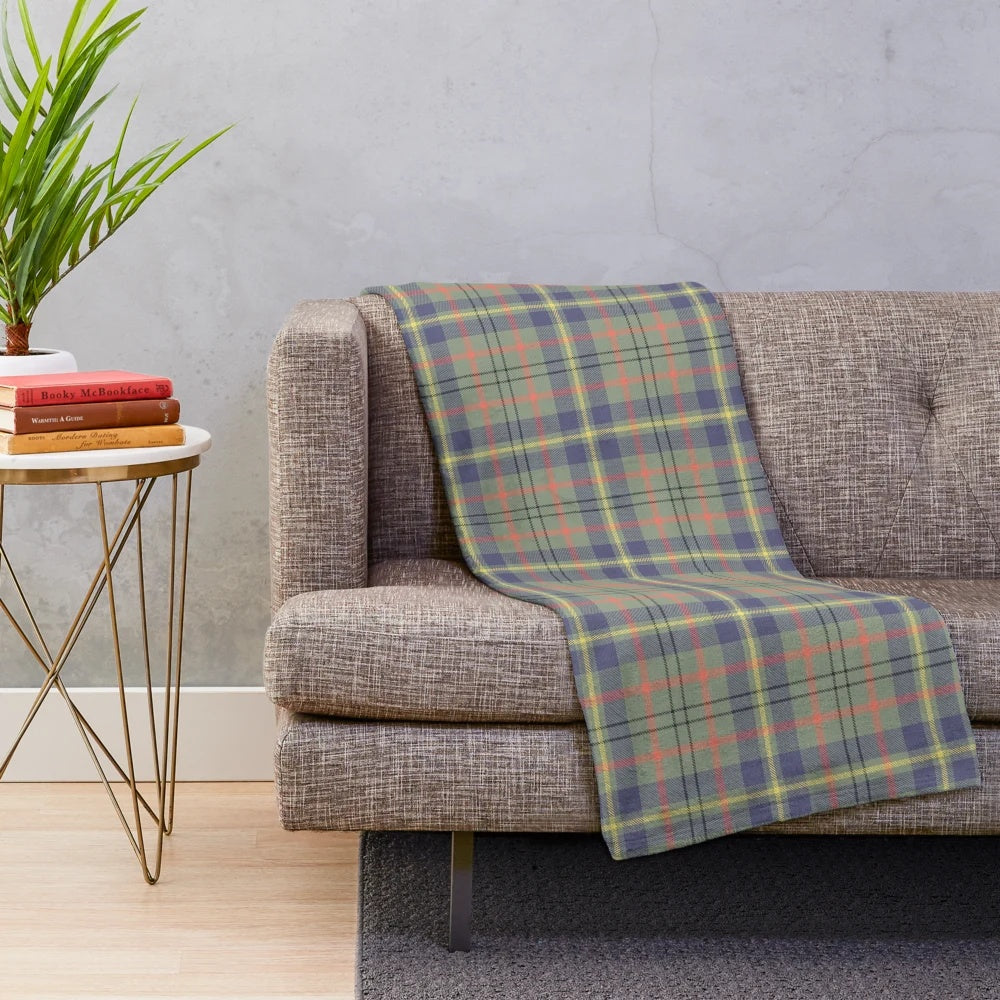 Weathered tartan plush blanket with rampant lion design