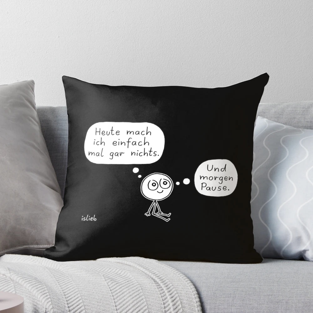 Plush weekend-themed pillow with a humorous design for relaxation and stress relief